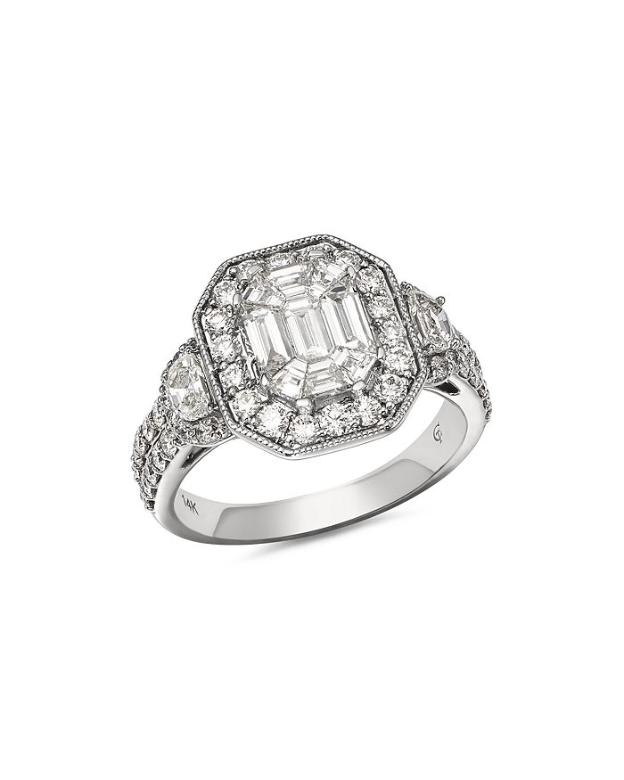 Bloomingdale's Diamond Mosaic & Halo Milgrain Ring In 14k White Gold, 2.0 Ct. T.w. - 100% Exclusive