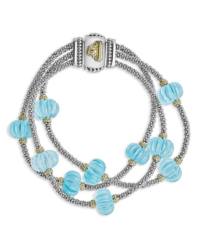 LAGOS 18K Gold Sterling Silver Caviar Forever Sky Blue Topaz