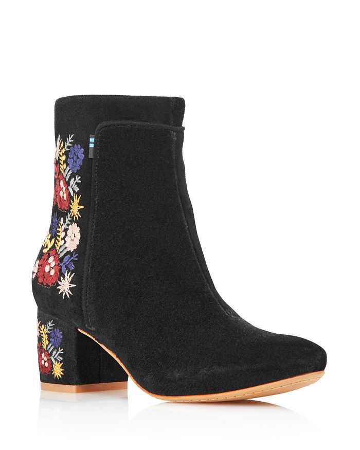 Toms Women's Evie Embroidered Suede Booties - 100% Exclusive In Black