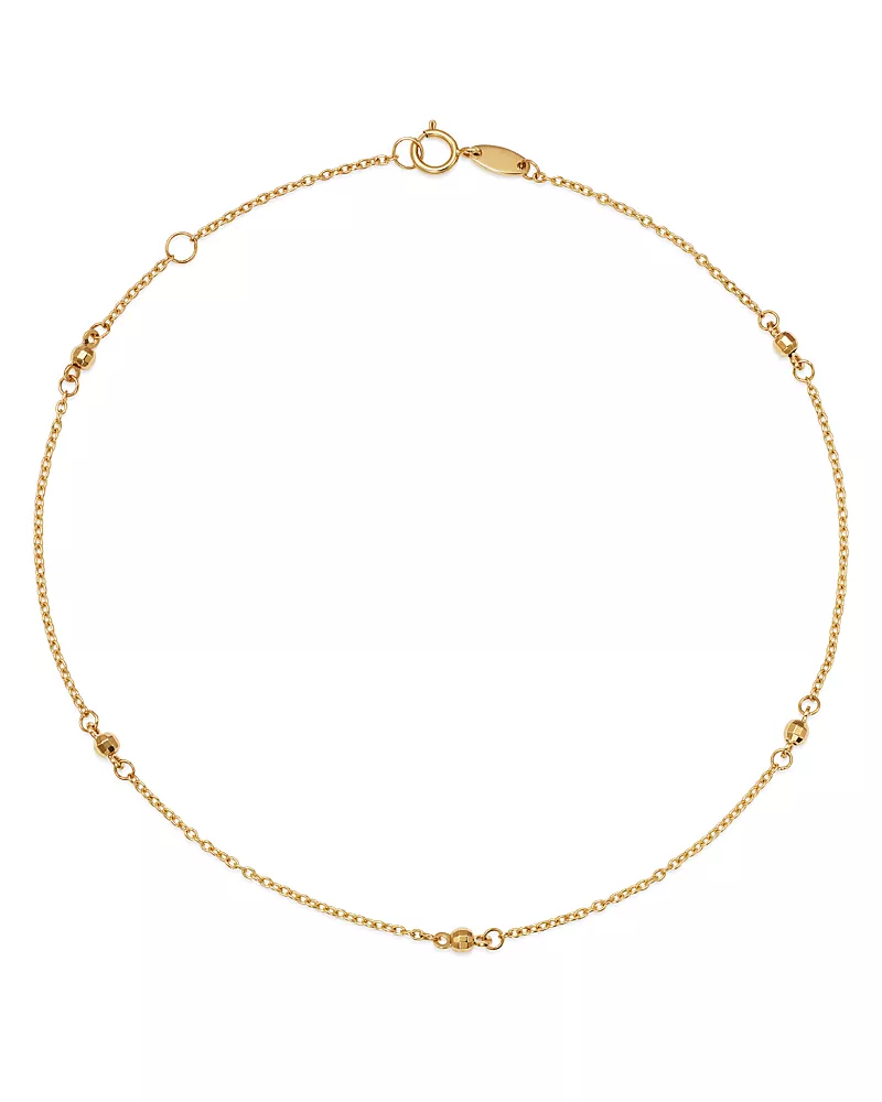 Moon & Meadow Beaded Ankle Bracelet in 14K Yellow Gold - Exclusive