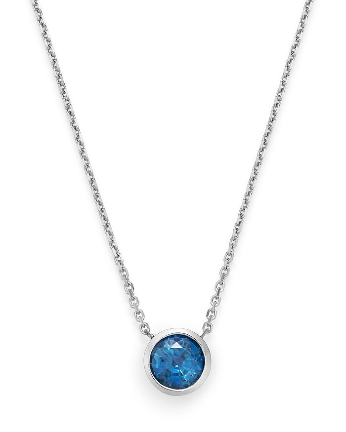 Bloomingdale's Blue Sapphire Bezel Pendant Necklace In 14k White Gold, 16 - 100% Exclusive In Blue/white