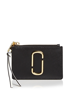Marc Jacobs Top Zip Leather Multi Card Case In Black Multi/gold