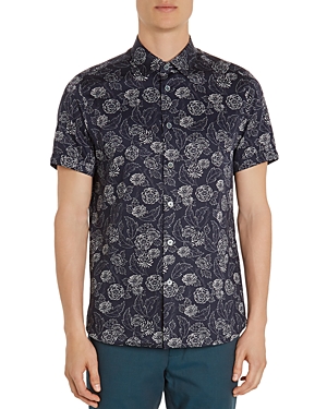 TED BAKER TEVAL DOTTED FLORAL REGULAR FIT BUTTON-DOWN SHIRT,TC8M-GA20-TEVAL
