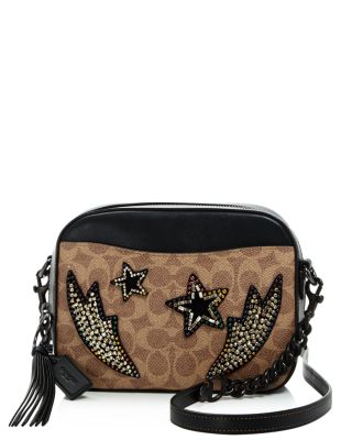 coach embellished quilted camera bag