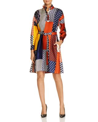 tory burch patchwork printed dress