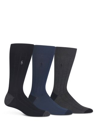 Polo Ralph Lauren Men's 3-Pack Ribbed Contrast Crew Socks