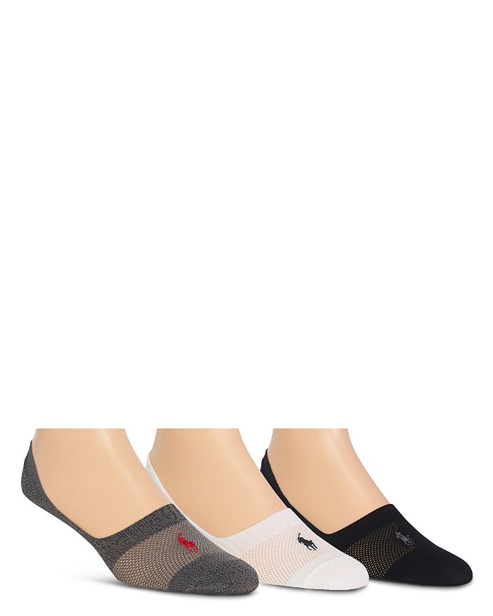 Shop Polo Ralph Lauren No-show Pony-logo Socks - Pack Of 3 In Gray/white/black