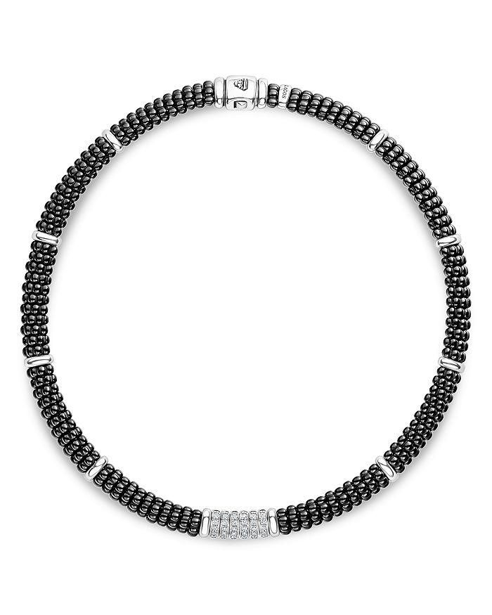 LAGOS Sterling Silver Black Caviar Collection Six Bar Station