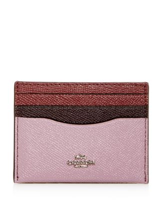 COACH Color-Block Crossgrain Leather Card Case | Bloomingdale's