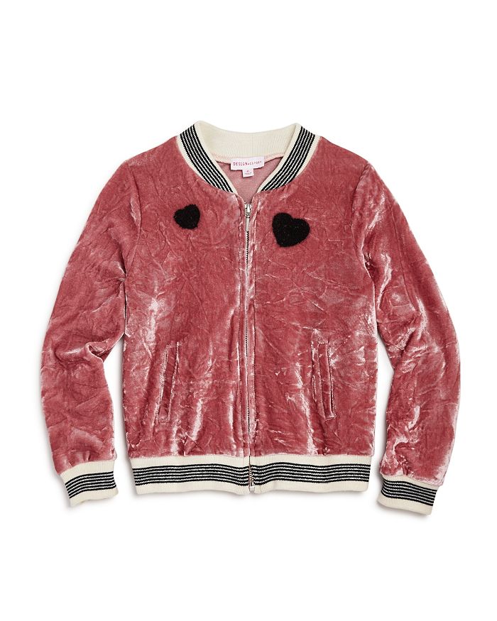 Design History Girls Crushed Velvet Bomber Jacket Little Kid
