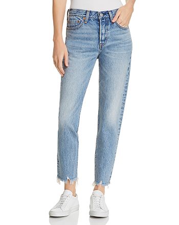 Levi's Wedgie Icon High Rise Fray Hem Straight Leg Ankle Jeans in Shut Up |  Bloomingdale's