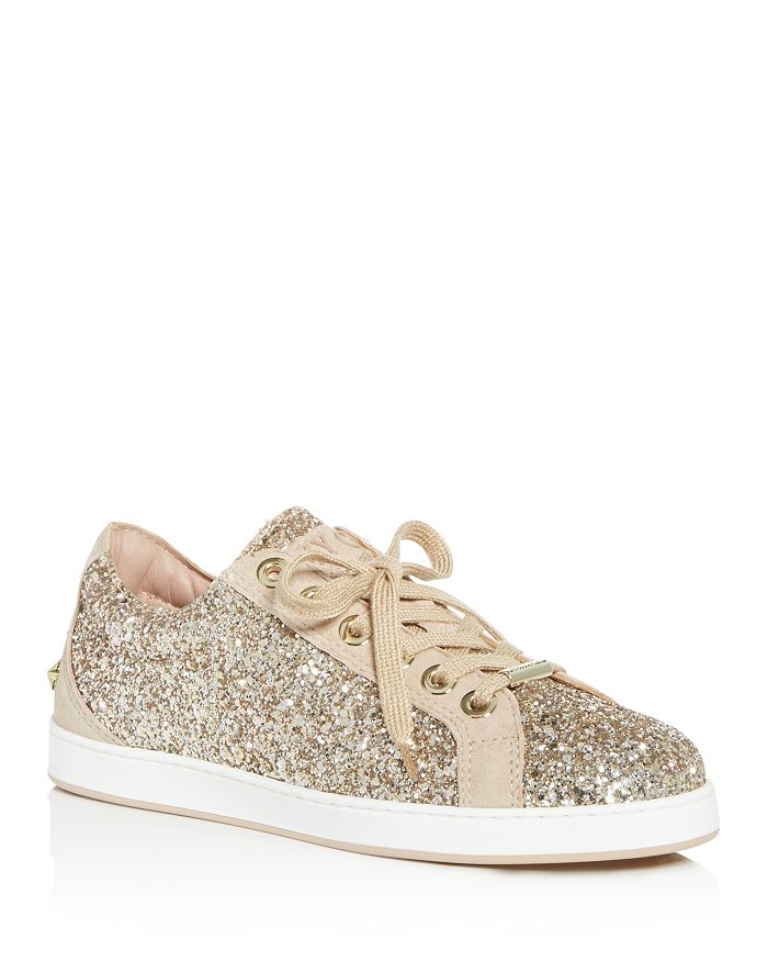 Gold Glitter Lace up Sneakers 