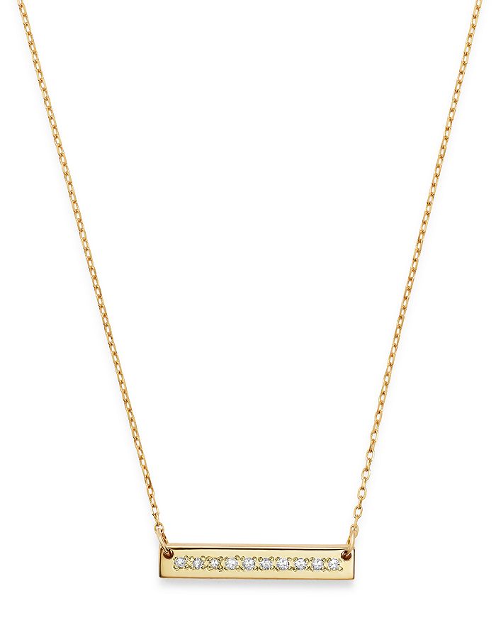 Adina Reyter 14k Yellow Gold Pave Diamond Rectangle Stamp Pendant Necklace, 16 In White/gold