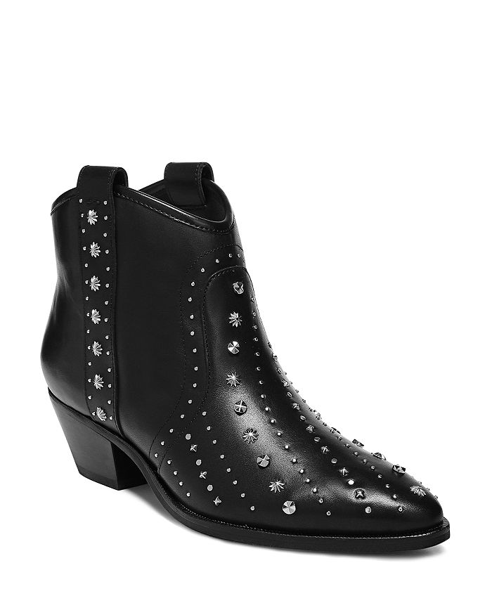 Sam Edelman Women's Brian Pointed-Toe Studded Leather Mid-Heel Booties ...