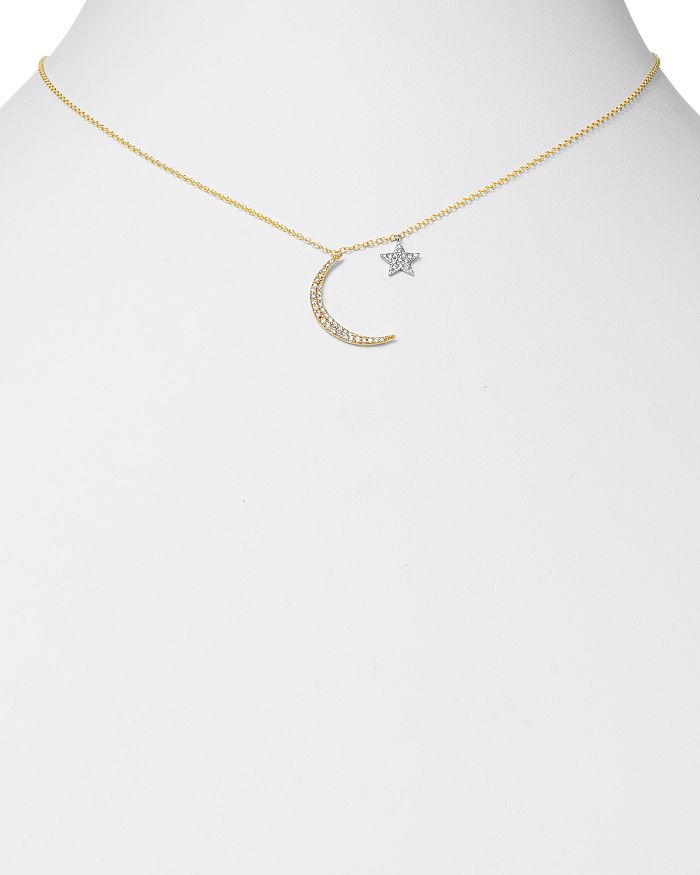 Shop Meira T Diamond Moon Necklace In 14k Yellow Gold,.22 Ct. T.w., 16 In White/gold
