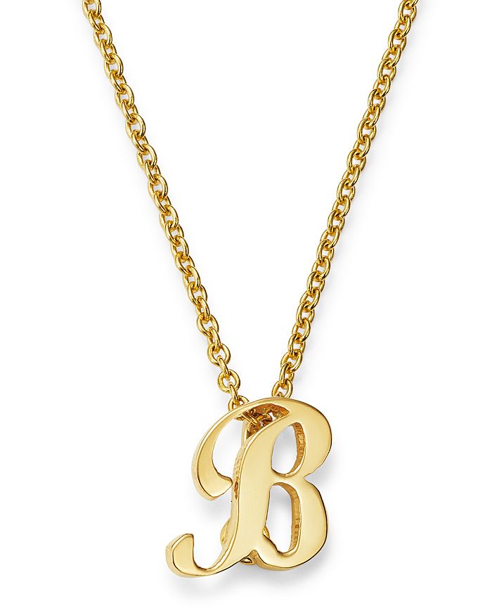 Roberto Coin 18k Yellow Gold Cursive Initial Necklace, 16 In B/gold