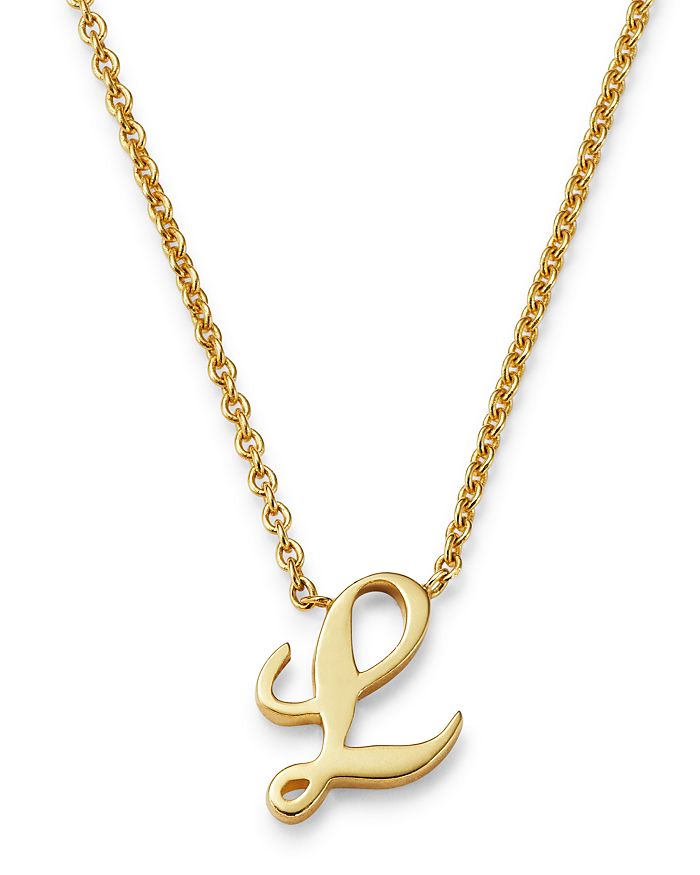 Roberto Coin 18k Yellow Gold Cursive Initial Necklace, 16 In L/gold