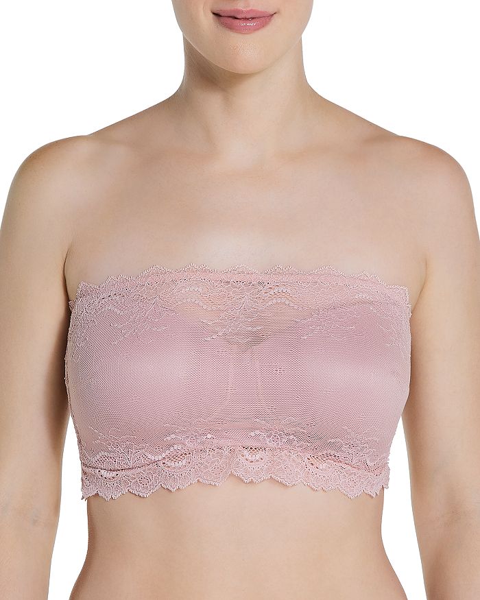 Spanx Undie-tectable Better Lace Overlay Lightly Lined Bandeau Bralette In Vintage Rose