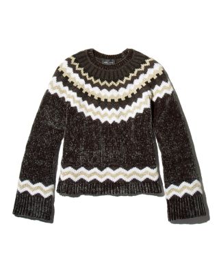 AQUA - Fair Isle Mixed Media Sweater - Exclusive