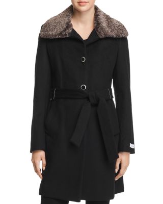 calvin klein fur collar coat