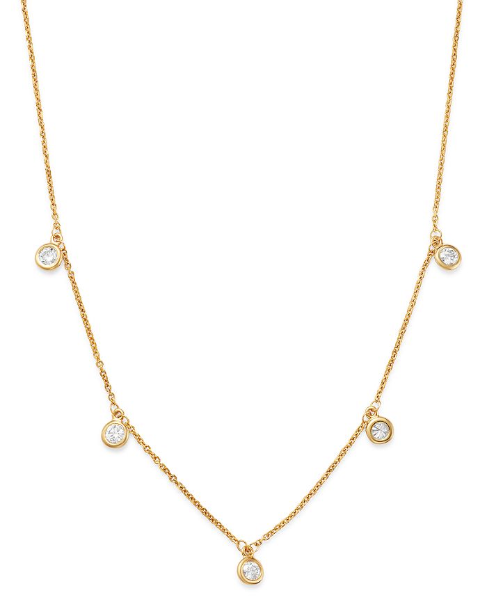Bloomingdale's Diamond Bezel Set Droplet Station Necklace In 14k Yellow Gold, 0.50 Ct. T.w. - 100% Exclusive In White/gold