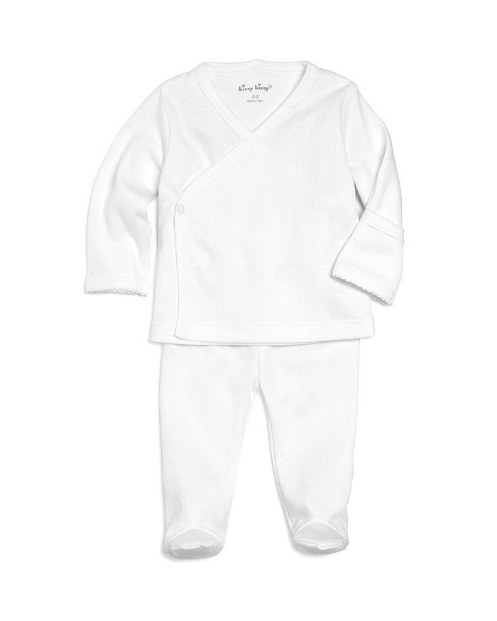 Kissy Kissy Kids' Unisex Pointelle Take Me Home Shirt & Footie Trousers Set - Baby In White