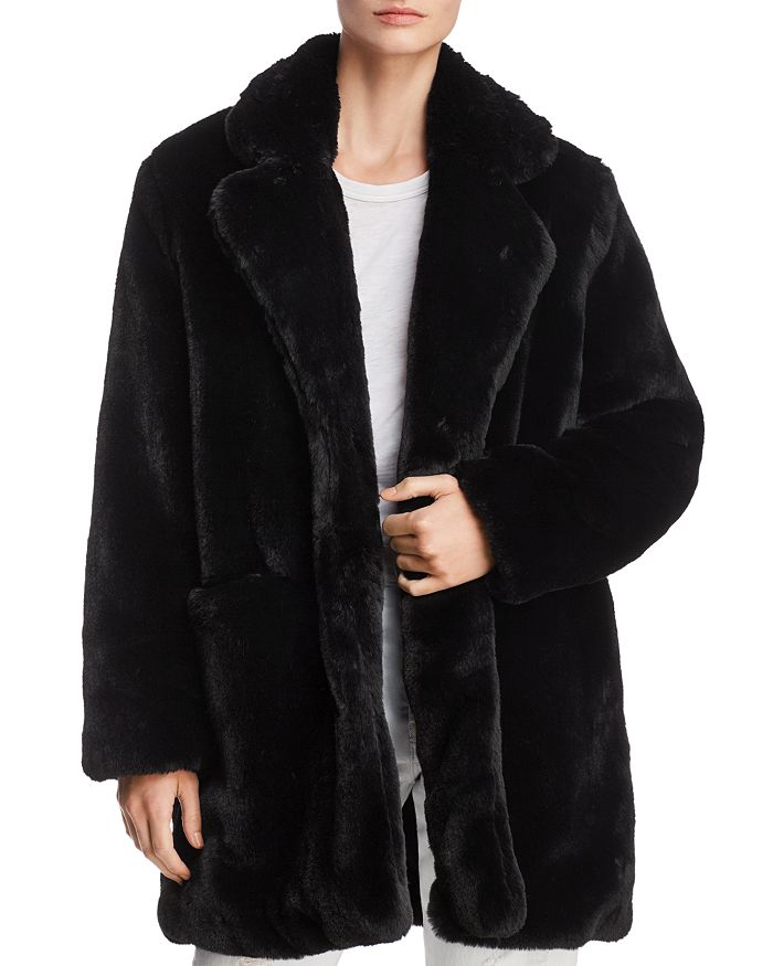 Apparis Textured Faux Fur Coat In No Noir | ModeSens