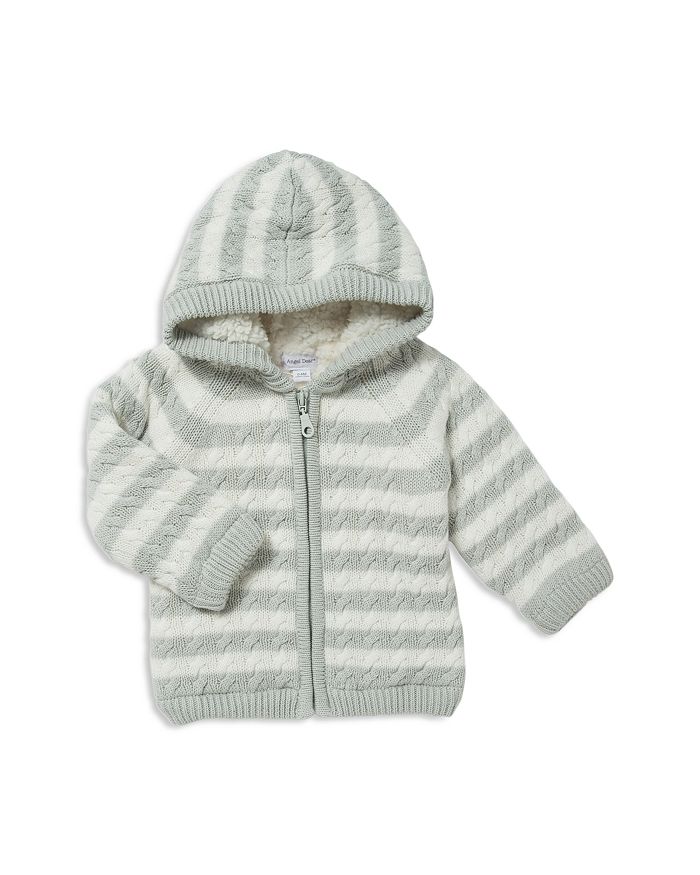 Shop Angel Dear Unisex Sherpa Lined Knit Jacket - Baby In Gray/white