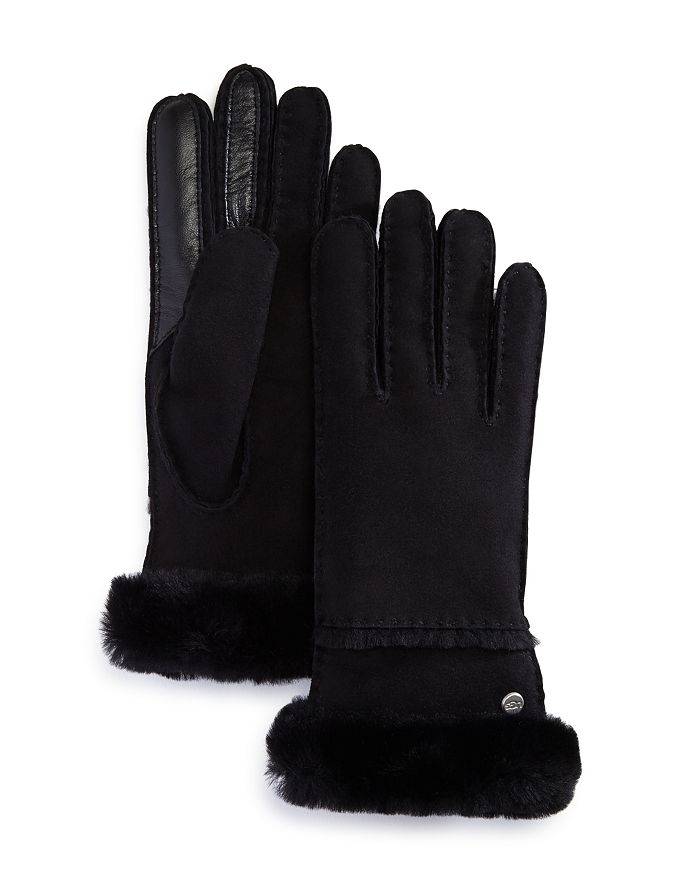 Shop Ugg Shearling Tech Gloves In Black