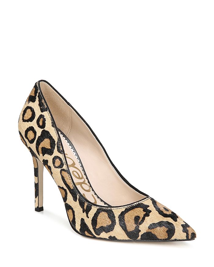 Sam Edelman Women's Hazel Pointed Toe Leopard Print Calf Hair High-Heel ...