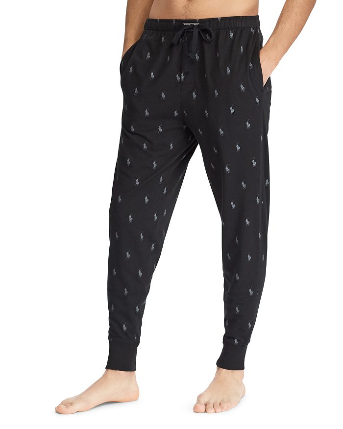 Shop Polo Ralph Lauren Pony Print Pajama Jogger Pants In Black/gray