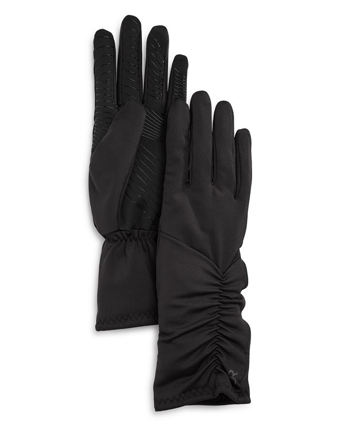 U/r /r Ruched Faux Fur Lined Tech Gloves In Black