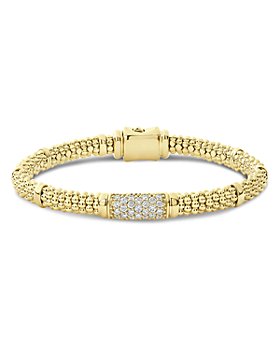 LAGOS - 18K Yellow Gold Caviar Diamond Slim Station Bracelet