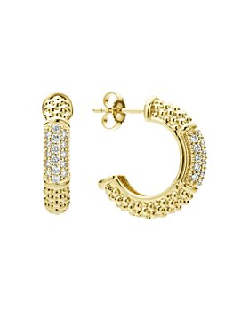 LAGOS - 18K Yellow Gold Caviar Gold Pavé Diamond Hoop Earrings