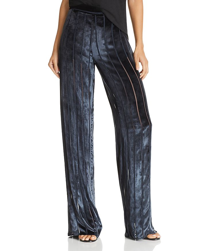 Michelle Mason Striped Velvet Pants | Bloomingdale's