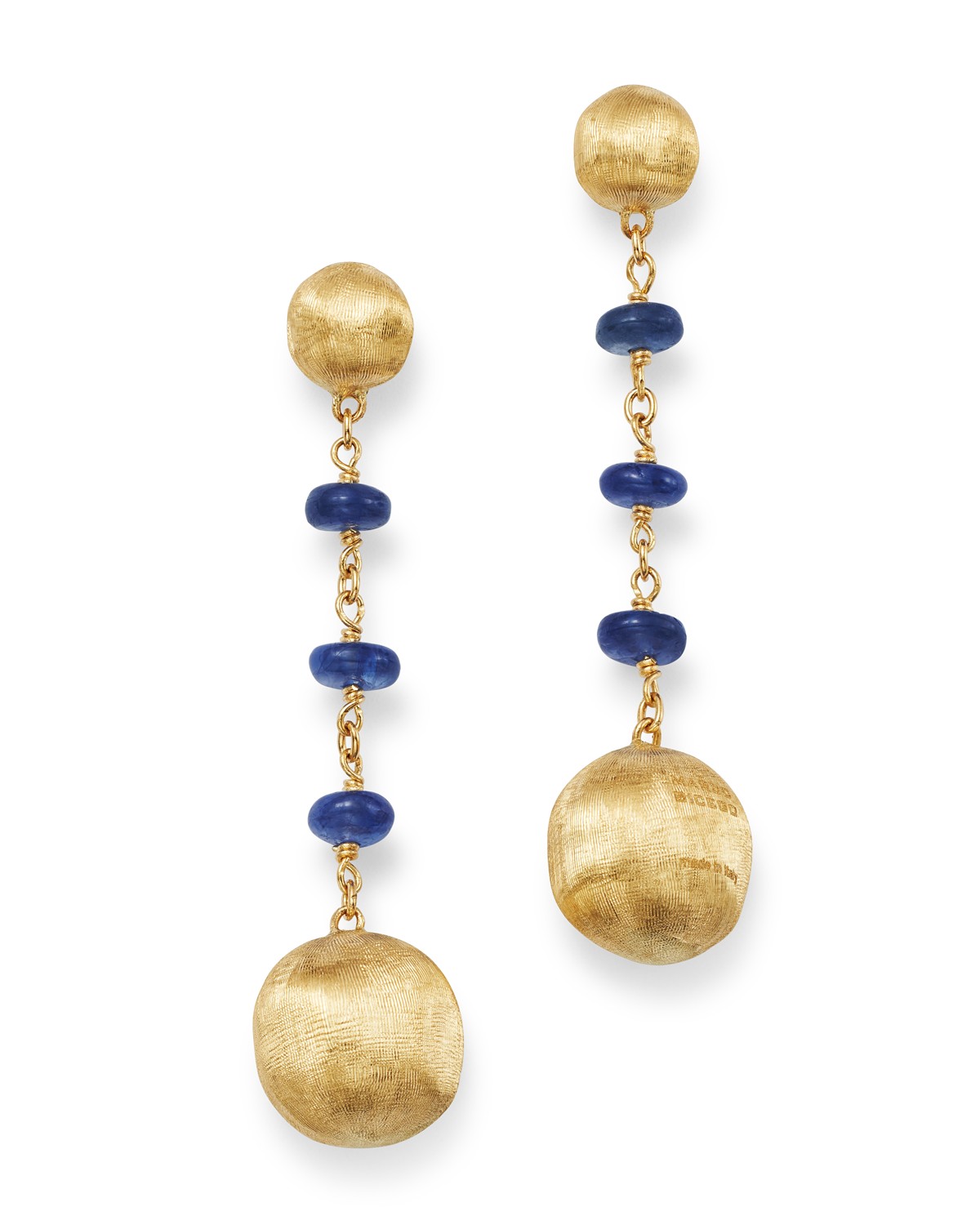 18K Yellow Gold Africa Precious Sapphire Drop Earrings