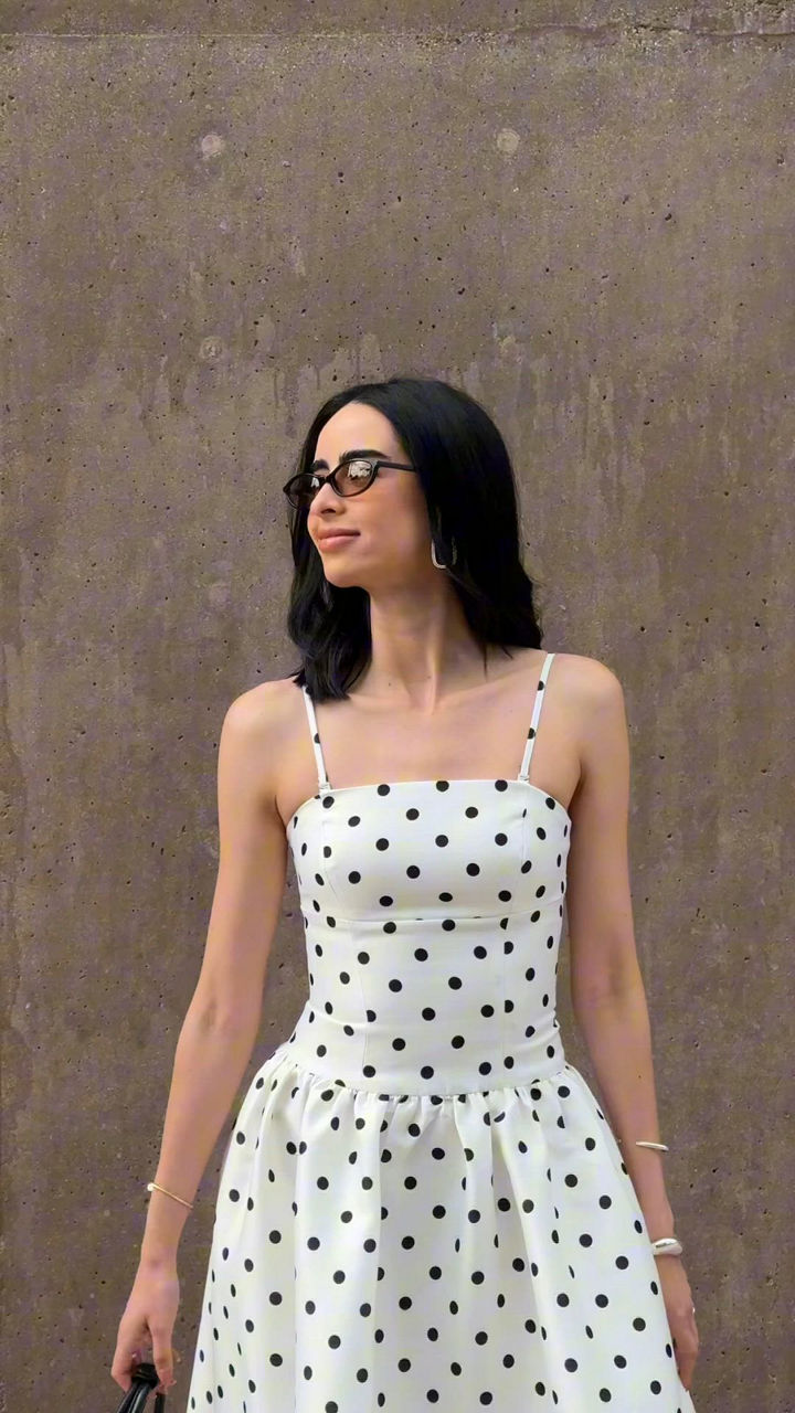 FRENCH CONNECTION Strappy Polka Dot Midi Dress | Bloomingdale's Women