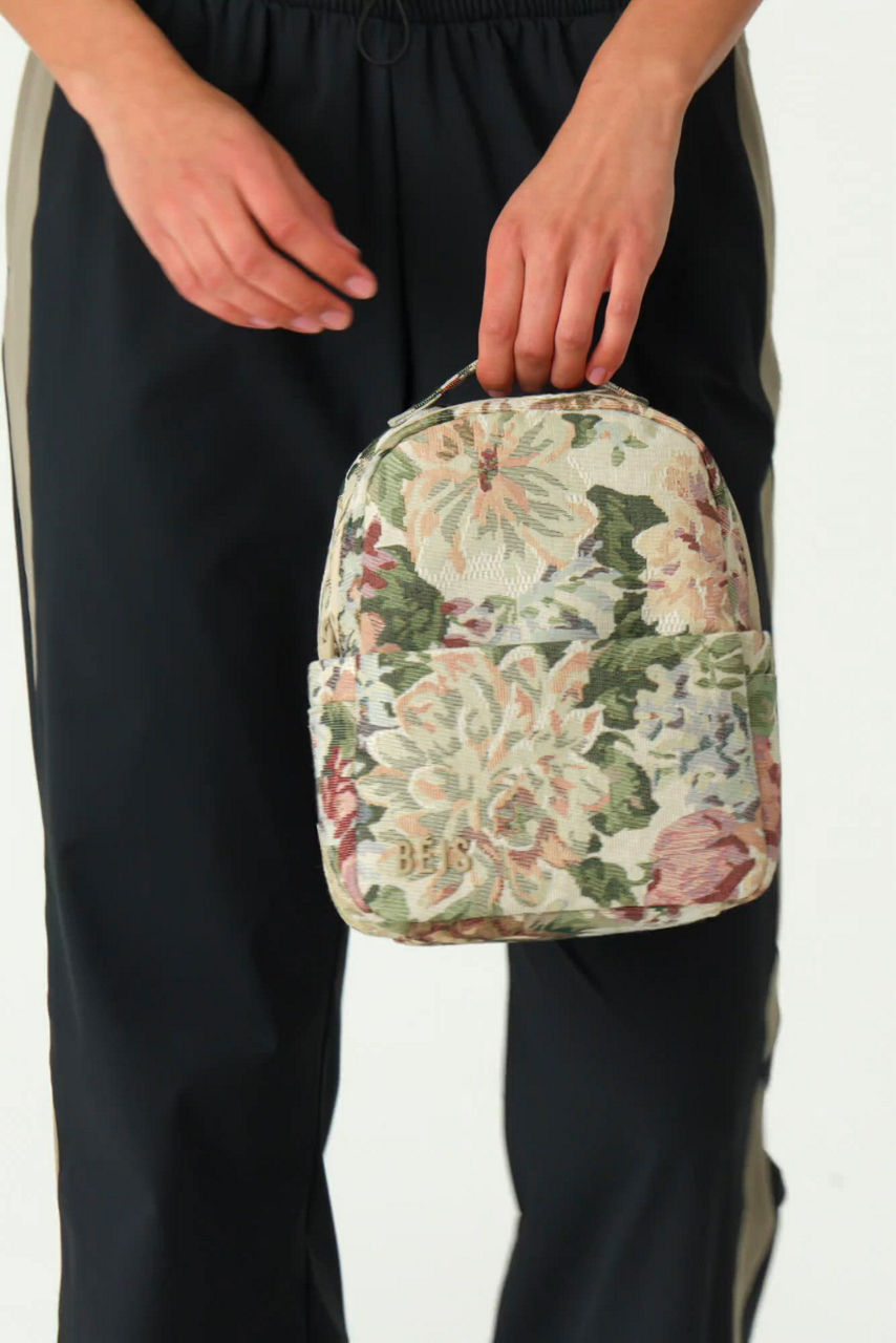 BEIS Floral Tapestry Mini Backpack in Multicolor Beis Tapestry Printed Mini Backpack - Vint Flor | Editorialist main image 3