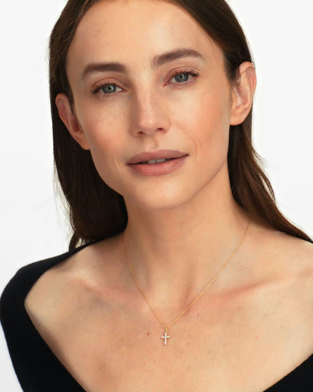 yu1012　803535 David Yurman Cable Collectibles Cross Necklace with Diamonds in