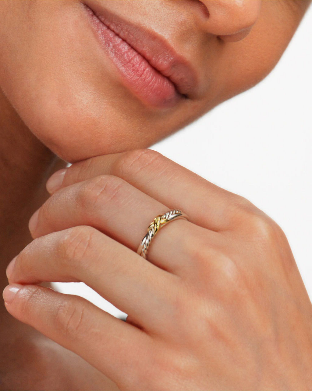 David Yurman Petite X Ring in Sterling Silver with 18K Yellow Gold