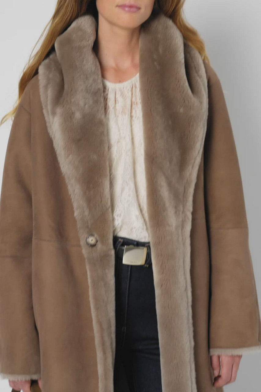 Gerard Darel Malia Shearling Shawl Collar Coat | Bloomingdale's