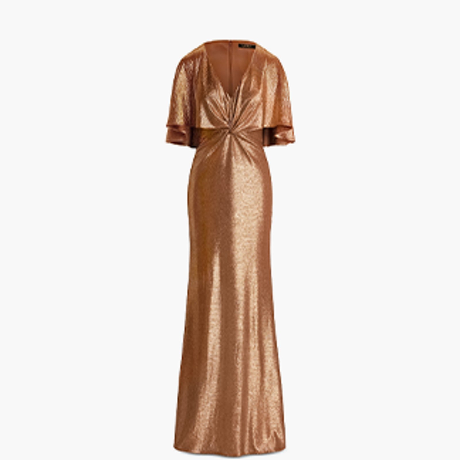 1 photo of metallic gold evening gown.
