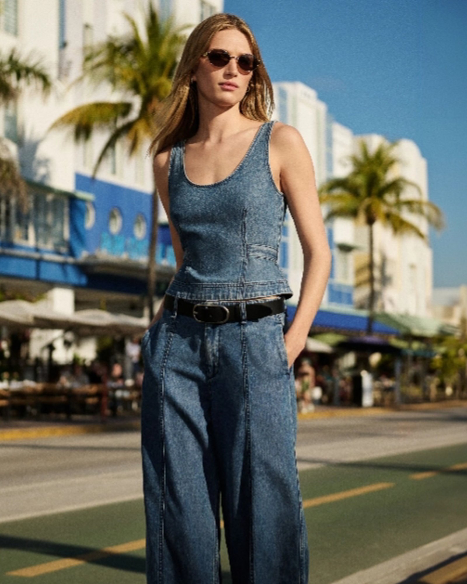 1 thumbnail photo of 1 female model in a denim top and jeans. SHOP ALL THINGS SPRING, LIGHT WASH DENIM.