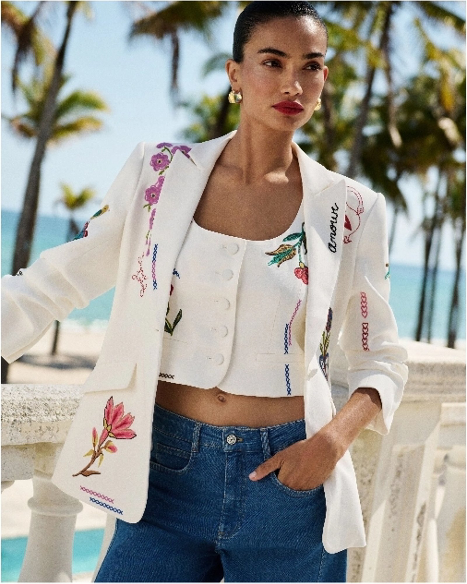 1 thumbnail photo of 1 female model in a tan jacket and jeans. SHOP ALL THINGS SPRING, JACKETS.