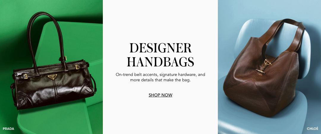 Designer handbags. On-trend belt accents, signature hardware, and more details that make the bag. 