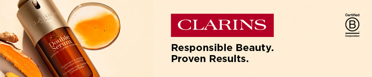 Clarins. Responsible beauty. Proven results. Certified B corporation.