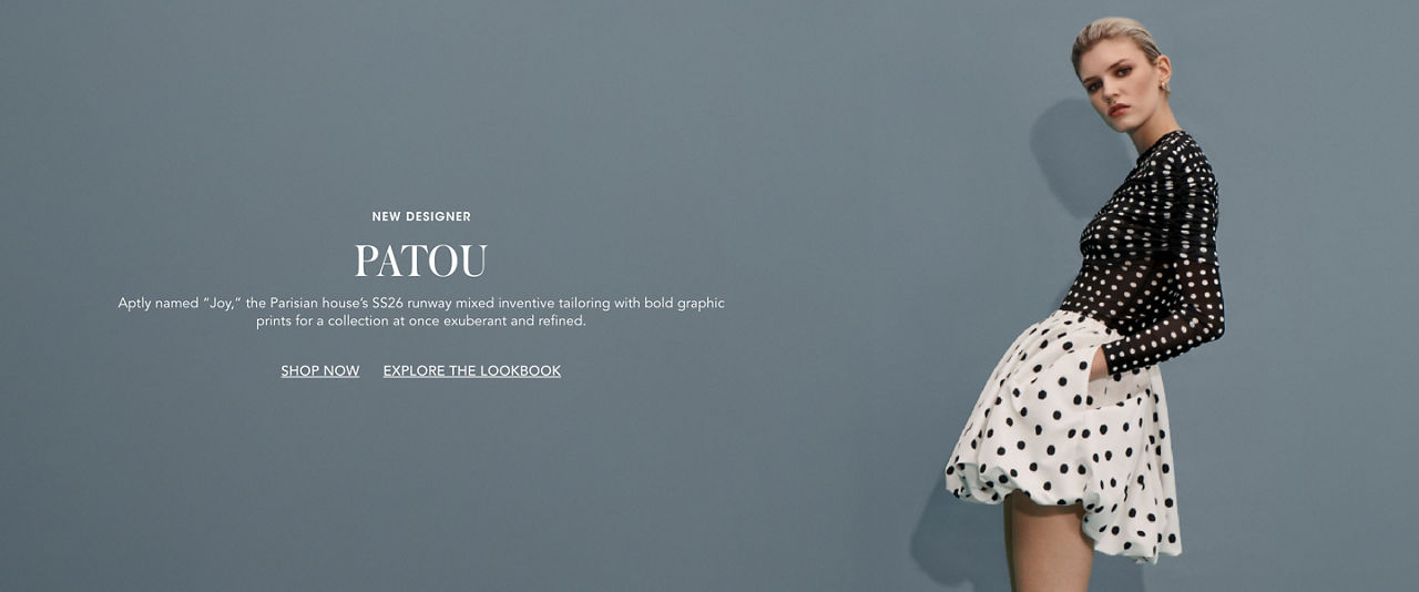 New designer. Patou. Aptly named joy, the Parisian houses spring 26 runway mixed inventive tailoring with bold graphic prints.