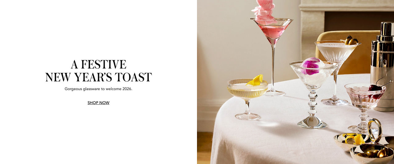 A festive New Years toast. Gorgeous glassware to welcome twenty twenty six.