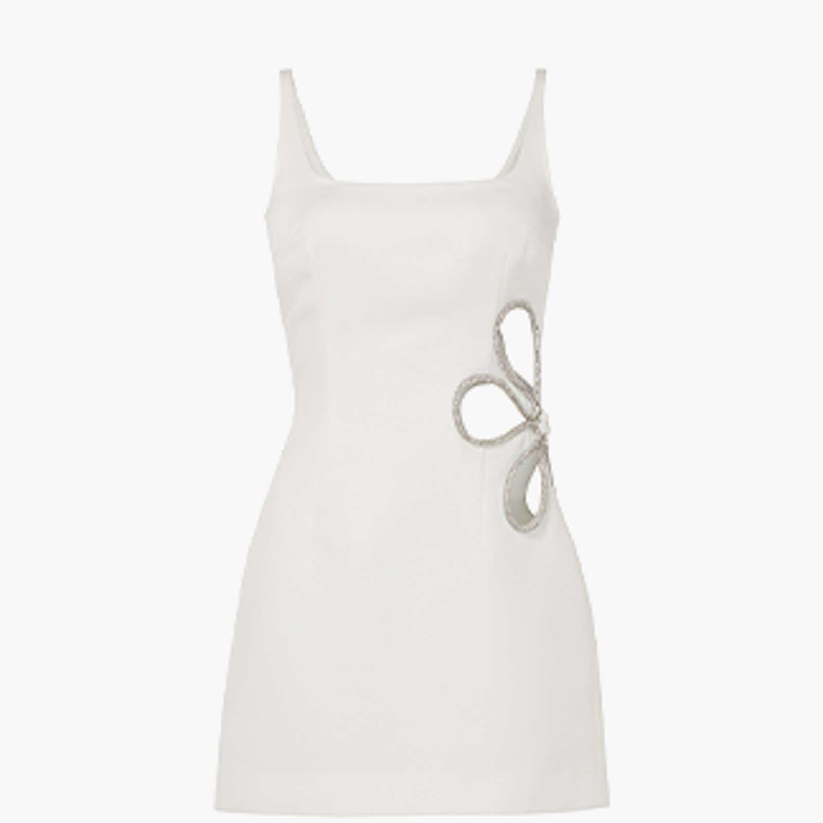 1 photo of silver sequin mini dress with straps.