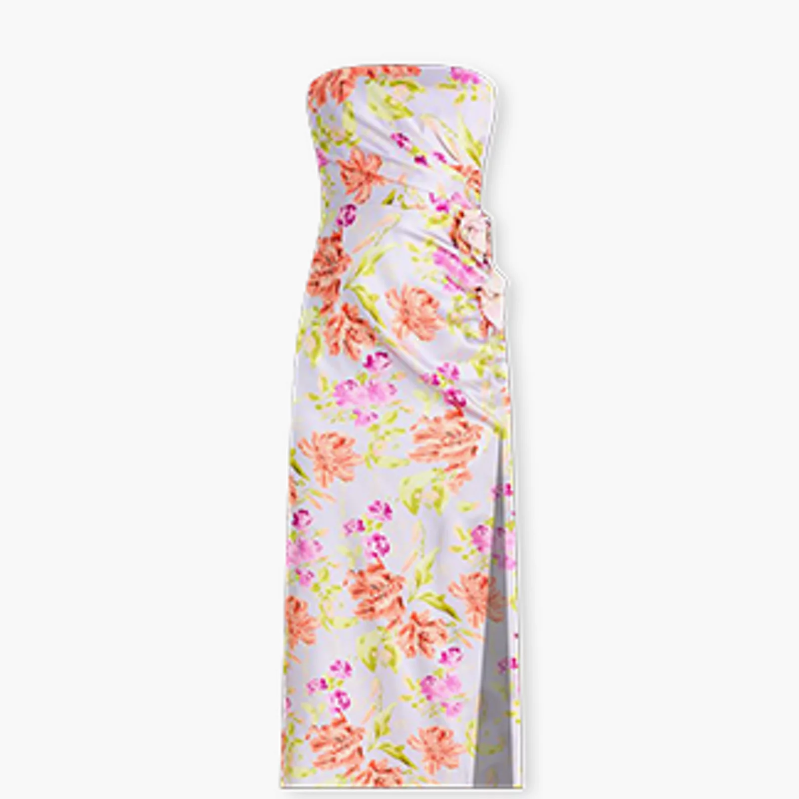 1 photo of olive green silk formal dress.